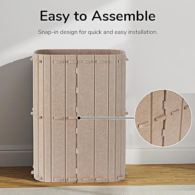 FUKUMARU Cat House for Indoor Cats, 2-Storey Large Cat Bed Cave, Cozy Felt Covered Cats Tunnel Condo Hideaway for Multicats, 17.72x14.37x23.62 inches, Beige