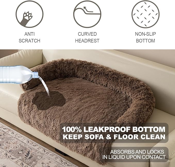 Dogs/Cats Bed Mats, Dog Pad Couch Cover for Dogs, Sofa Style Luxurious Mat for Pets, Waterproof Lining and Nonskid Bottom Perfect on Dog Crate, Cat Cage or in The Car. (Desert Brown, M)