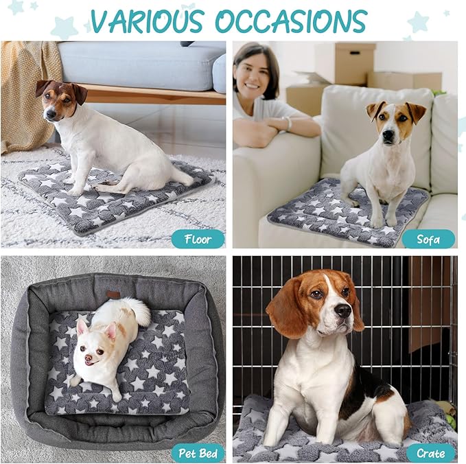 2 Pack Self Warming Cat Mat Self Heating Pad Bed Reversible Machine Washable Reflects Body Heat Warm Thermal Pet Pad Crate Blanket for Feral and Indoor Cat(Star,20'' X 30'')