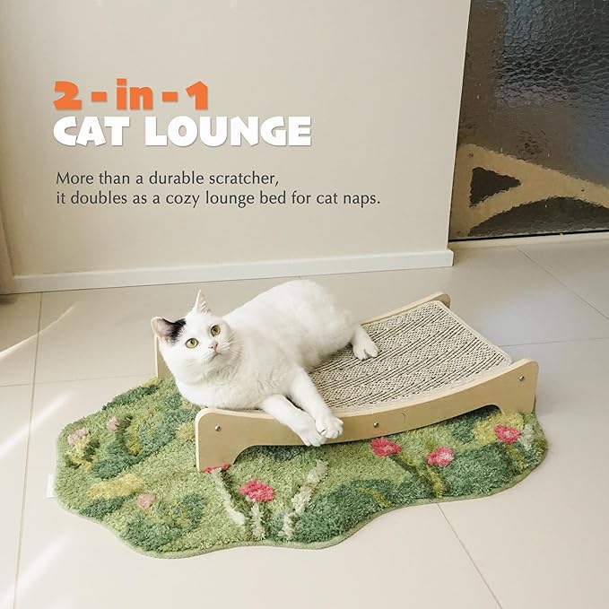 PETKARAY Sisal Cat Scratching Board, Curved Sisal Cat Scratcher, Large Indoor Kitty Scratch Pad, Heavy Duty Arc Lounge Bed for Kitten