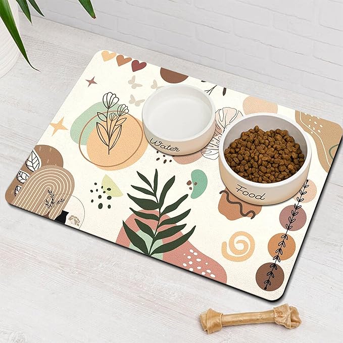Pet Feeding Mat for Floors Waterproof Dog Mat for Food and Water Absorbent Quick Dry Non Slip mat for Cat Bowls
