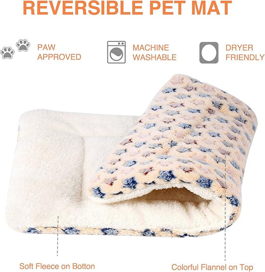 Mora Pets Cat Bed Dog Crate Pad Ultra Soft Pet Bed with Cute Star Print Washable Crate Mat for Small Dogs and Indoor Cats Reversible Fleece Dog Kennel Pad Cat Carrier Mat 14 x 17.5 inch Brown