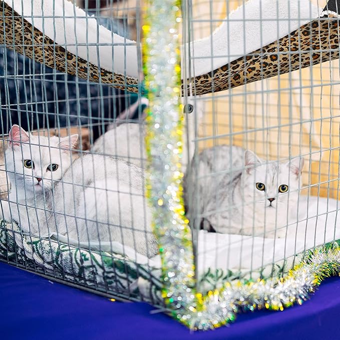 2 Pieces Reversible Cat Hanging Hammock Soft Breathable Pet Cage Hammock with Adjustable Straps and Metal Hooks Double Sided Hanging Bed for Small Dogs Rabbits(Leopard and Dot,M)