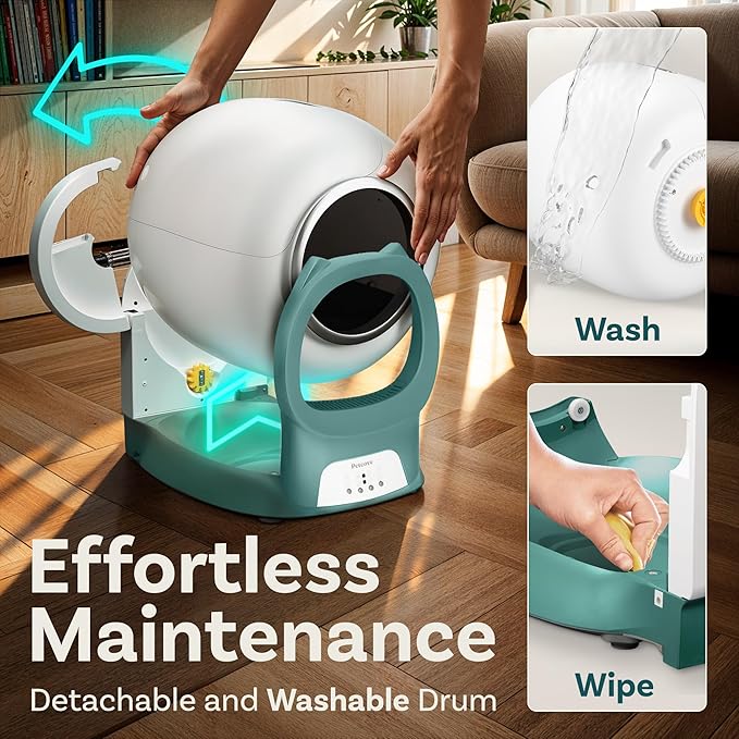 Self Cleaning Litter Box with Auto Safety Sensors for Multiple Cats - Automatic Cat Litter Box Self-Cleaning - Covered Odor Removal with APP Control - Compatible On All WiFi - Electric Robot
