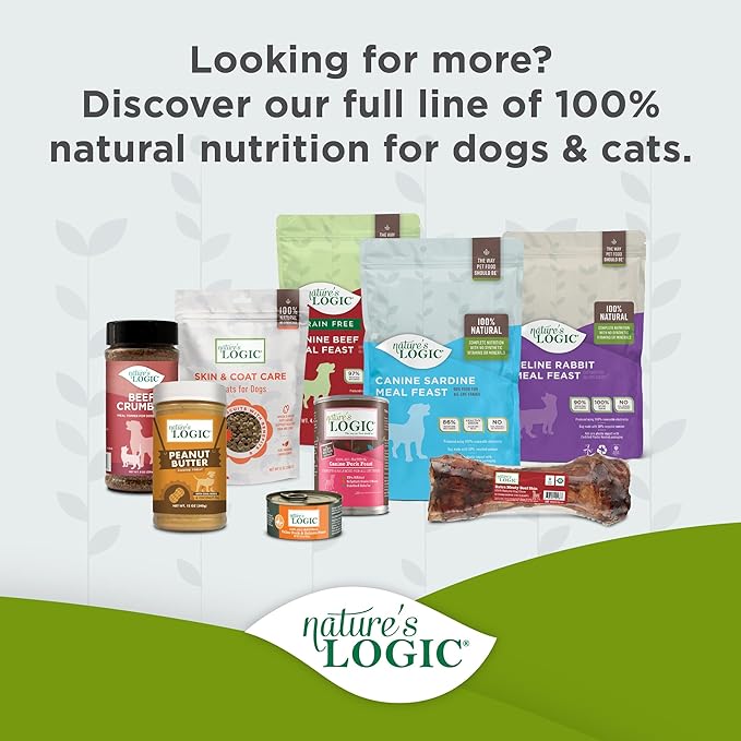 NATURE'S LOGIC Dry Dog Food - 100% Natural - No Synthetics - for All Ages, Sizes, Breeds - Free from Common Allergens, High Protein - Duck & Salmon Meal Feast, 25lbs