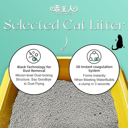 Natural Sodium Bentonite Clay Cat Litter | Dust-Free, Rapid Clumping, Ultra Absorbent, Odor Control, Low Tracking (22LBS)
