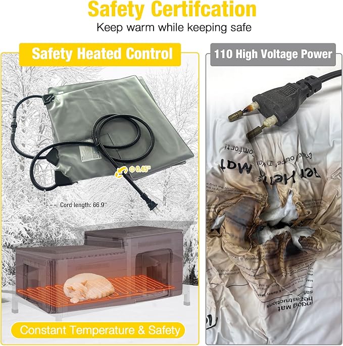 Aivituvin Heated Cat House for Outside Outdoor Cat House Weatherproof Insulated Feral Cat Shelter with Heater and Insulated Liner