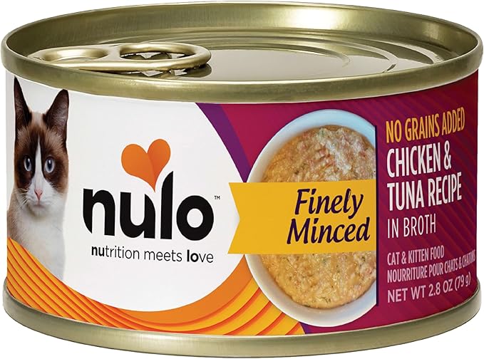 Nulo Finely Minced Chicken & Tuna Wet Canned Cat Food, 2.8 Ounce (Pack of 12)