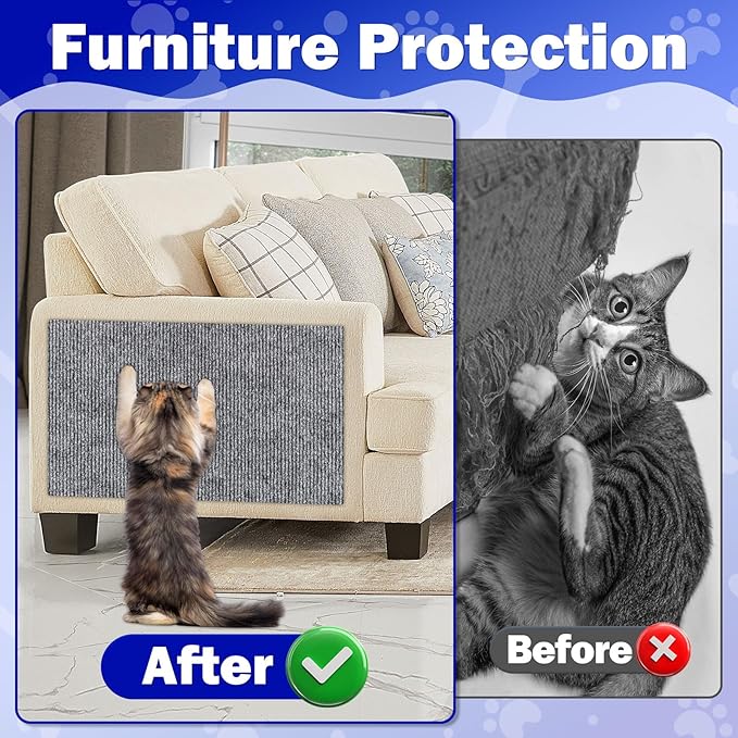 Anit Cat Scratch Couch Furniture Protector,196.8x15.8 Cat Wall Corner Scratcher Pads Mat,DIY Climbing Scratching Carpet Post Replacement