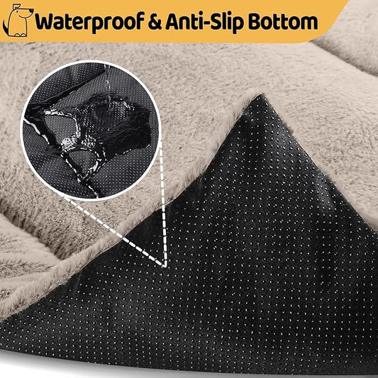 Crate Pad for Large Dogs, Ultra Soft Bed Washable & Anti-Slip Kennel Pad for Dog Cozy Sleeping Mattress, Travel Flat Pet Beds for Indoor & Outdoor Dog (42" x 28", Brown