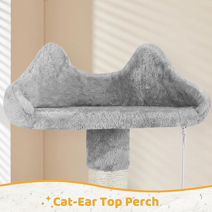 Yaheetech Cat Tree Tower Kitten Condo Scratching Post with Hammock Basket 54in