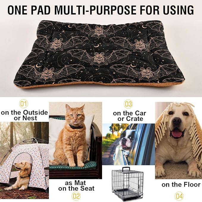 Pet Bed Gothic Bats Moon Dog Bed Mat Absorbing Non Slip Pad Pet Sleeping Mat for Small, Medium, and Large Dogs Puppy Cat 36 in x 24 in