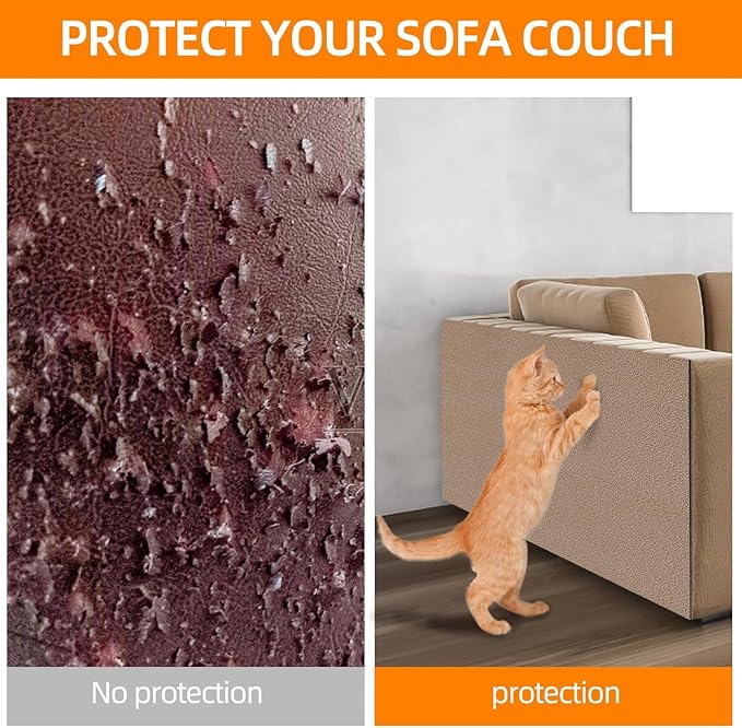 Cat Scratch Mat 120 "x15.8, Cat Scratch Sofa Furniture Protector, Trimmable Self-Adhesive Cat Scratch Pad for Decorating Cat Towers, DIY Cat Tree Shelf, Walls and Climbing Frames (Beige)