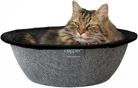 Hepper Cat Nest - Washable Cat Bed with Removable Fluffy Fleece Liner - Cozy Comfy Calming Cat Bed Round Shape - Cat Warming Bed - Donut Cat Bed Desk Ready - Small Cat Bed for Indoor Cats