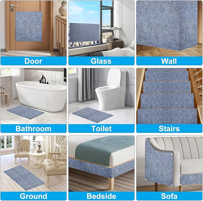 2 Pcs 78.7"x15.8" Cat Scratch Mat, Trimmable Self-Adhesive Carpet, DIY Climb Cat Scratcher for Furniture, Couch or Wall, Covering Cat Tree and Scratch Post Replacement Pad