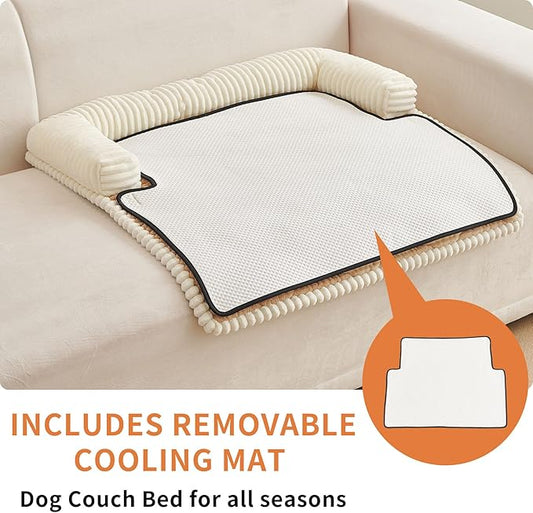 HAOMAIJIA Dog Couch Bed for Small Dogs, Non Slip Pet Couch Covers for Sofa Thick Soft Washable Dog Couch Cover Protector All Seasons Universal Dogs and Cats Bed Mat (Khaki, Small)