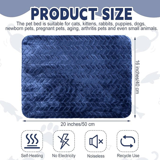 4 Pack Self Heating Cat Pad 16 x 20 Inch Self Warming Cat Bed Non Slip Warm Dog Pad Mat Washable Pet Kennel Crate Bed Mat for Indoor Outdoor Pets(Navy Blue,16 x 20 Inch)