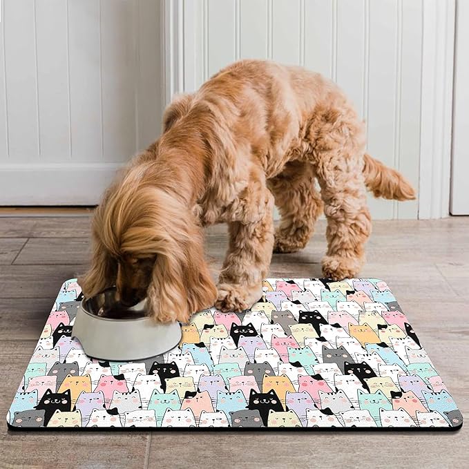 Pet Feeding Mat for Floors Waterproof Dog Mat for Food and Water Absorbent Quick Dry Non Slip mat for Cat Bowls