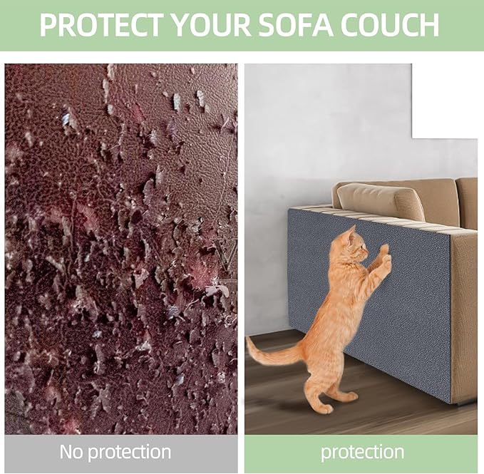 Cat Scratch Mat 120"x15.8",Cat Scratch Carpet Trimmable Self-Adhesive Cat Scratch Pad,Decorative Cat Tree Shelf,Cat Wall,Cat Scratching Post,Cat Couch Protector(Grey)