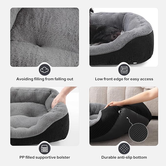 INVENHO Large Dog Beds Large Sized, Washable Orthopedic Warming Soft Sleeping Durable with Anti-Slip Bottom