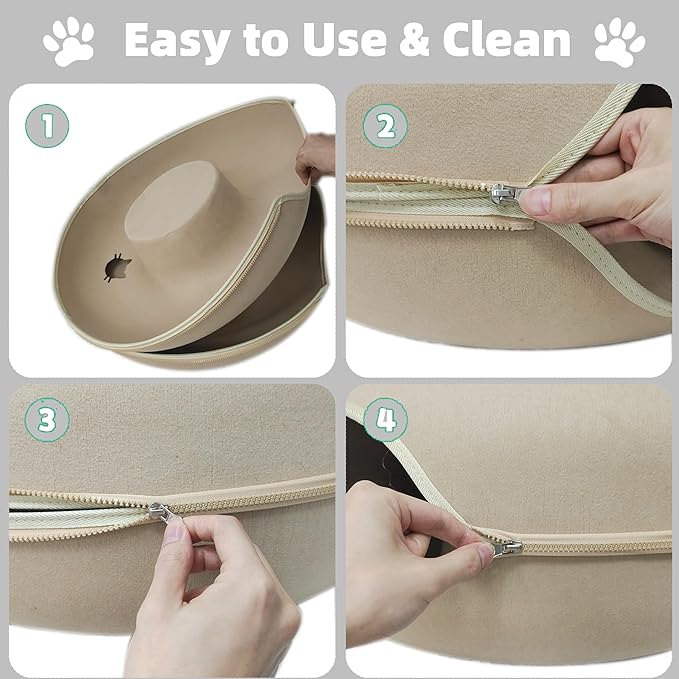 Donut Cat Tunnel Bed Peekaboo Cat Cave for Large Cats Up to 30 Lbs, Kitty Interactive Playing Tent House for Multiple Cats,Detachable,Scratch Resistant (Beige, Large - 24 Inch Diameter)