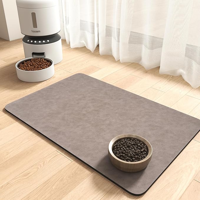 MontVoo-Absorbent Pet Feeding Mat-No Stains Pet Mat for Food and Water Bowl-Quick Dry Cat & Dog Food Mat Water Dispenser Mat-Pet Supplies Mat-Dog Water Bowl Mat for Messy Drinker Brown