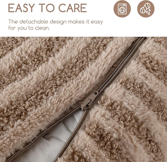 Hollypet Cat Bed Fluffy Plush Mutifuctional Double-Layer Soft Pet Couch Orthopedic Sofa Nest Beds for Small Cats and Dogs, Khaki (21x15x8 inch)