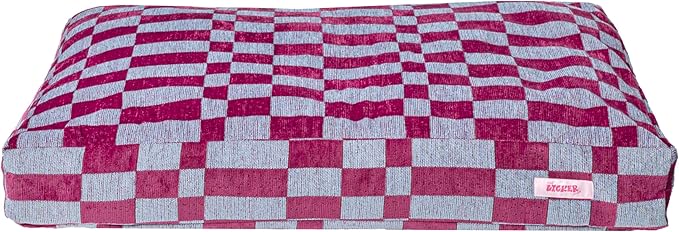 DBD3001C-M Mabel 35" x 23" Designer Modern Ultra Soft Reversible Plush Rectangular Pet Bed with Washable Cover, Blueberry Check