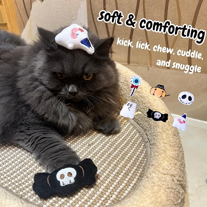 6 Pack Catnip Toy, Filled Teething Chew Toys, Interactive Kitten Chew Bite Toys for Boredom Relief, for Cats and Cat Lovers