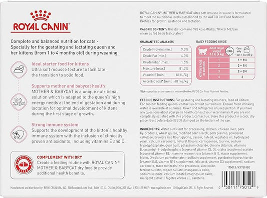 Royal Canin Feline Health Nutrition Mother & Babycat Ultra Soft Mousse in Sauce Canned Cat Food, 3 oz can (12-count)