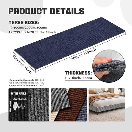 118"x15.8" Cat Scratch Couch Furniture Protector, Adhesive Cat Scratch Pad Deterrent for Furniture, DIY Climbing Cat Scratcher Couch Protector from Cat Claws Scratching Mat for Indoor Sofa (Navy)