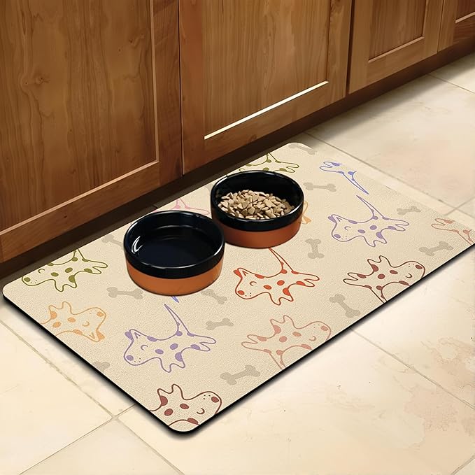 Pet Feeding Mat for Floors Waterproof Dog Mat for Food and Water Absorbent Quick Dry Non Slip mat for Cat Bowls