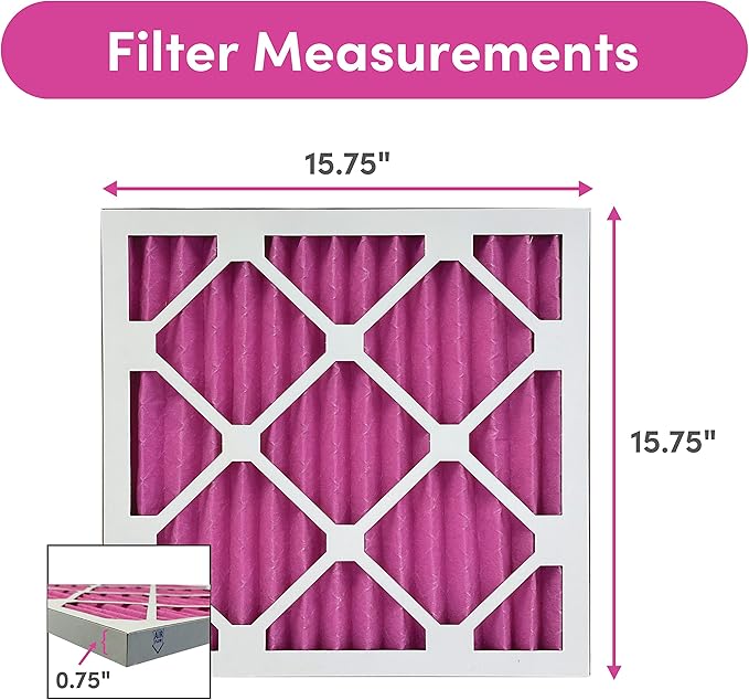 16x16x1 Air Filter by Colorfil | Color Changing Filters for Cat and Dog Odor | MERV 8 Furnace AC Filter for Pet Hair and Dust | 15.75"x15.75"x0.75" Exact Size | Pack of 2