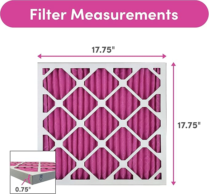 18x18x1 Air Filter by Colorfil | Color Changing Filters for Cat and Dog Odor | MERV 8 Furnace AC Filter for Pet Hair and Dust | 17.75"x17.75"x0.75" Exact Size | Pack of 6