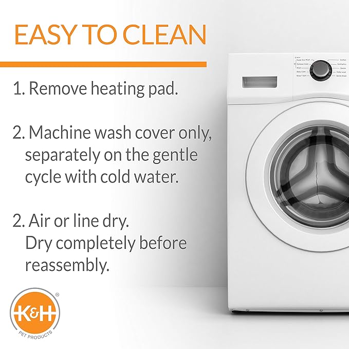 K&H Pet Products Heated Cat Bed Pad for Indoor Cats, Thermo-Kitty Mat Calming Warm Pet Heating Pad for Inside Pets, Machine Washable, Waterproof Heater, Safety Listed - 12.5 X 25in Mocha/Tan