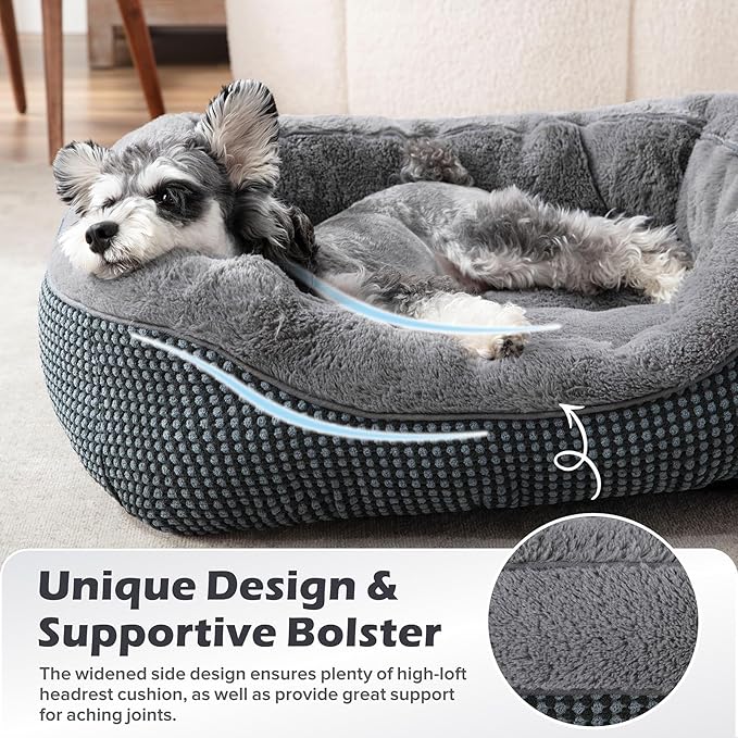 INVENHO Dog Beds for Small Medium Dogs Washable, Calming Orthopedic Warming Soft Calming Sleeping Durable Pet Bed with Anti-Slip Bottom