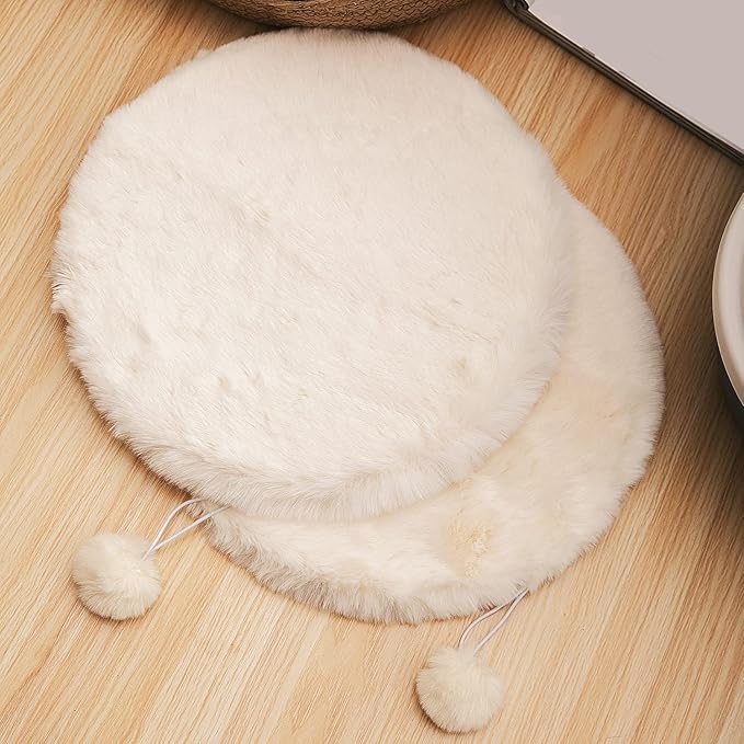 SHENGOCASE 2-Pack 15.7" Round Faux Rabbit Fur Cat Dog Bed Cushion Pad Mat, Cat Tree Tower Replacement Cushion Pad for Window Perch Carrier House Cage Crate Kennel Furniture