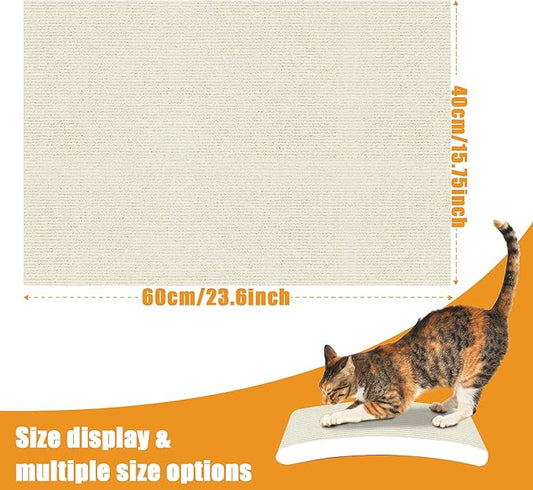 Cat Scratching mat Self-Adhesive, Trimmable Furniture Protector for Couch, Sofa, Wall & Cat Trees - Durable Scratch Pad with Nano Tape, DIY Climbing Carpet for Indoor Cats (White, 23.6"x15.8")