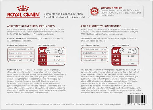Royal Canin Feline Health Nutrition Adult Instinctive Wet Cat Food Variety Pack, 12 Pack, 2 Varieties, 3 oz Cans