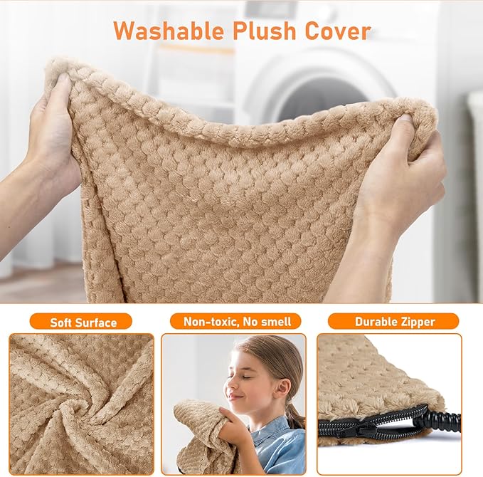 INVENHO Heated Cat Bed, Waterproof Adjustable Temperature Dog Cat Heating Pad with Timer, Indoor Pet Heating Pad for Cats Dogs Electric Pads for Dogs Cats, Pet Heated Pad