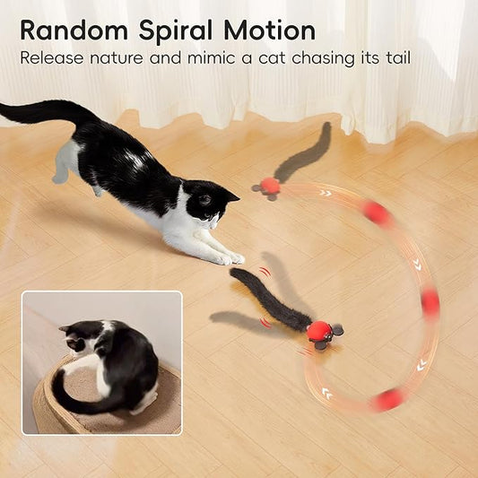 Potaroma Moving Ball Cat Toys with Fluffy Tail, Smart Interactive Kitten Rolling Ball, Chargeable Kitten Toy for Indoor Cats Exercise, 1.8 Inches