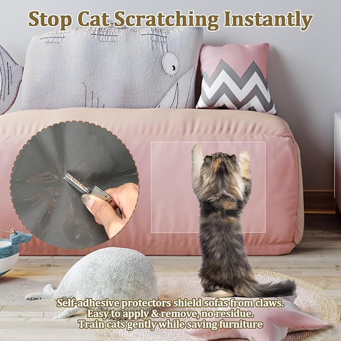 Cat Scratch Furniture Protector, Easy to Remove Couch Scratch Guard,Couch Protector from Cat Claws,Furniture Protection Pads and Cats Training Tape(20-Pack)