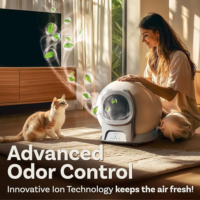 Self Cleaning Litter Box with Auto Safety Sensors for Multiple Cats - Automatic Cat Litter Box Self-Cleaning - Covered Odor Removal with APP Control - Compatible On All WiFi - Electric Robot