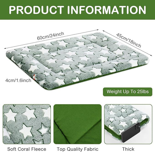4 Pcs Washable Dog Crate Mat Kennel Pad Replaceable Reversible Pet Bed Pad for Crate Pet, Sleeping Mat for Small, Medium, Large Dog Machine Washable(18 x 24 x 1.6 Inch,Green)