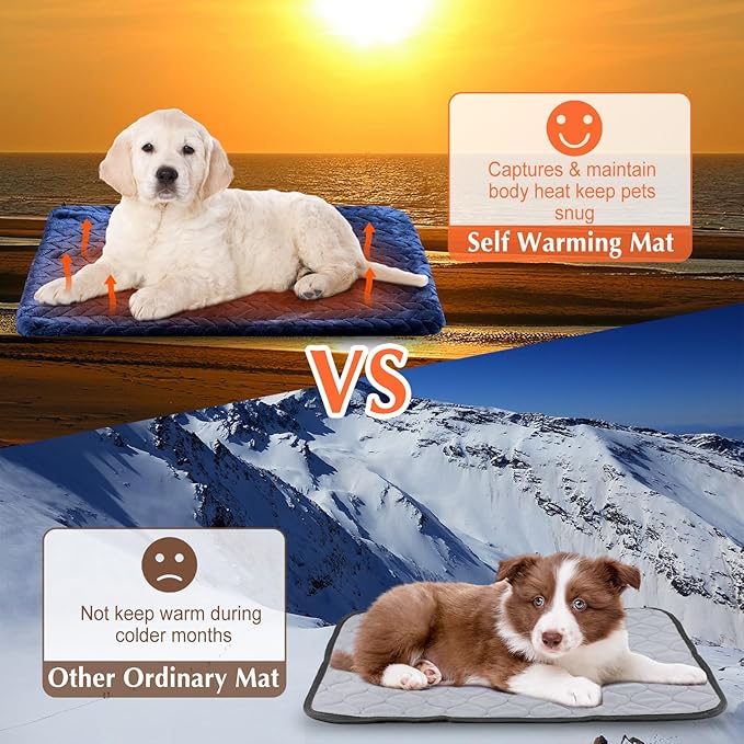 4 Pack Self Heating Cat Pad 16 x 20 Inch Self Warming Cat Bed Non Slip Warm Dog Pad Mat Washable Pet Kennel Crate Bed Mat for Indoor Outdoor Pets(Navy Blue,16 x 20 Inch)