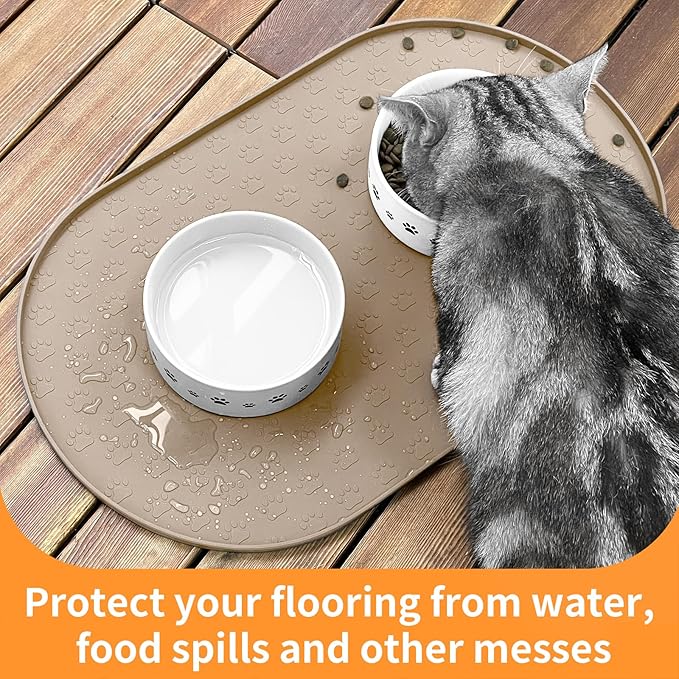 KPWACD Dog Food Mat Anti-Slip Bowl Mats for Food and Water, High-Lips Waterproof Pet Placemat Prevent Messy Spills to Floor, Silicone Puppy Feeding Trays for Large Medium Small Dogs Cats