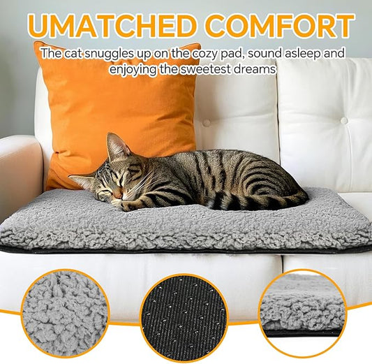Self Warming Cat Bed Self Heating Cat & Dog Pad - Waterproof Heated Thermal Mat, Non-Slip, Washable for Senior Pets, Kittens, Dogs, Indoor/Outdoor Use, Non-Electric(Grey, 28.8" X 18.9")