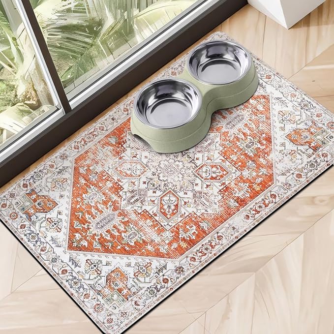 Dog Food Mats for Floors Absorbent, Pet Cat Food Mat - Non Slip Dog Bowl Mats for Food and Water Pet Supplies