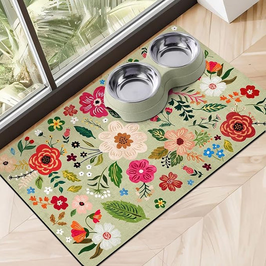 Dog Food Mats for Floors, Absorbent Dog Bowl Mat for Food and Water Dispenser Mat, Quick Dry Cat Food Mat Pet Supplies