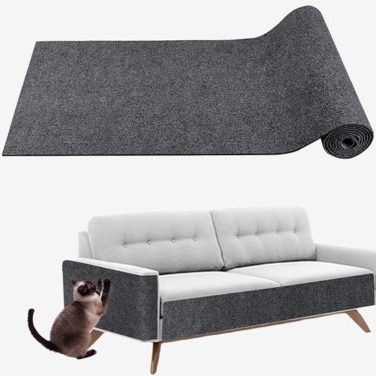 Cat Scratching Mat, Self-Adhesive Cat Scratching Carpet, Trimmable at Scratch Furniture Protector for Cat Tree Shelves, Cat Scratching Post Couch Protector (1PC, 100 * 40CM, Grey) (1PC, Grey)